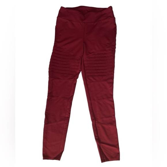 Luxe Pants - Lux - Womens Motto Style Maroon Leggings Sz MD